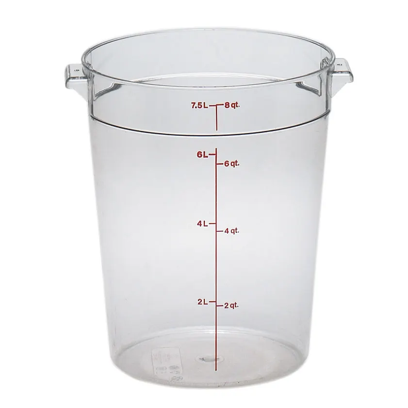 Cambro RFSCW8135 Camwear 8-Quart Clear Polycarbonate Handle 9-15/16" X 10-7/8" H -40°F-210°F NSF
