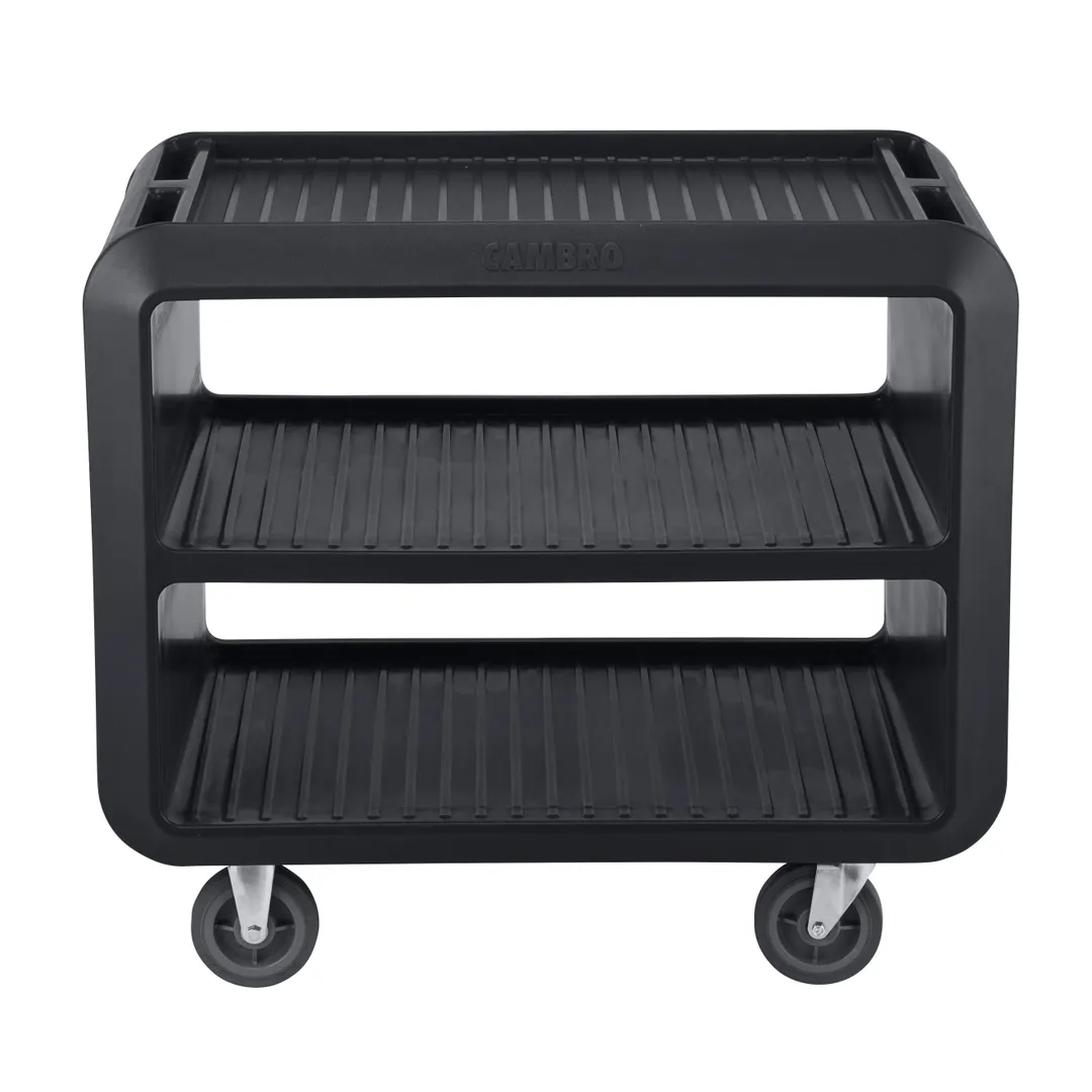 Cambro SC337110 Black Polyethylene Beverage / Service Cart Pro w/ 3 Shelves