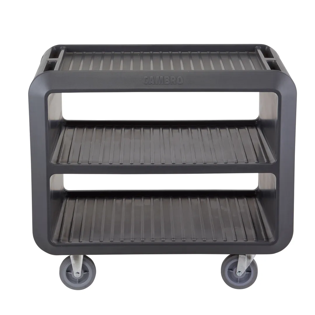 Cambro SC337S615 Charcoal Gray Polyethylene Beverage / Service Cart Pro w/ 3 Shelves