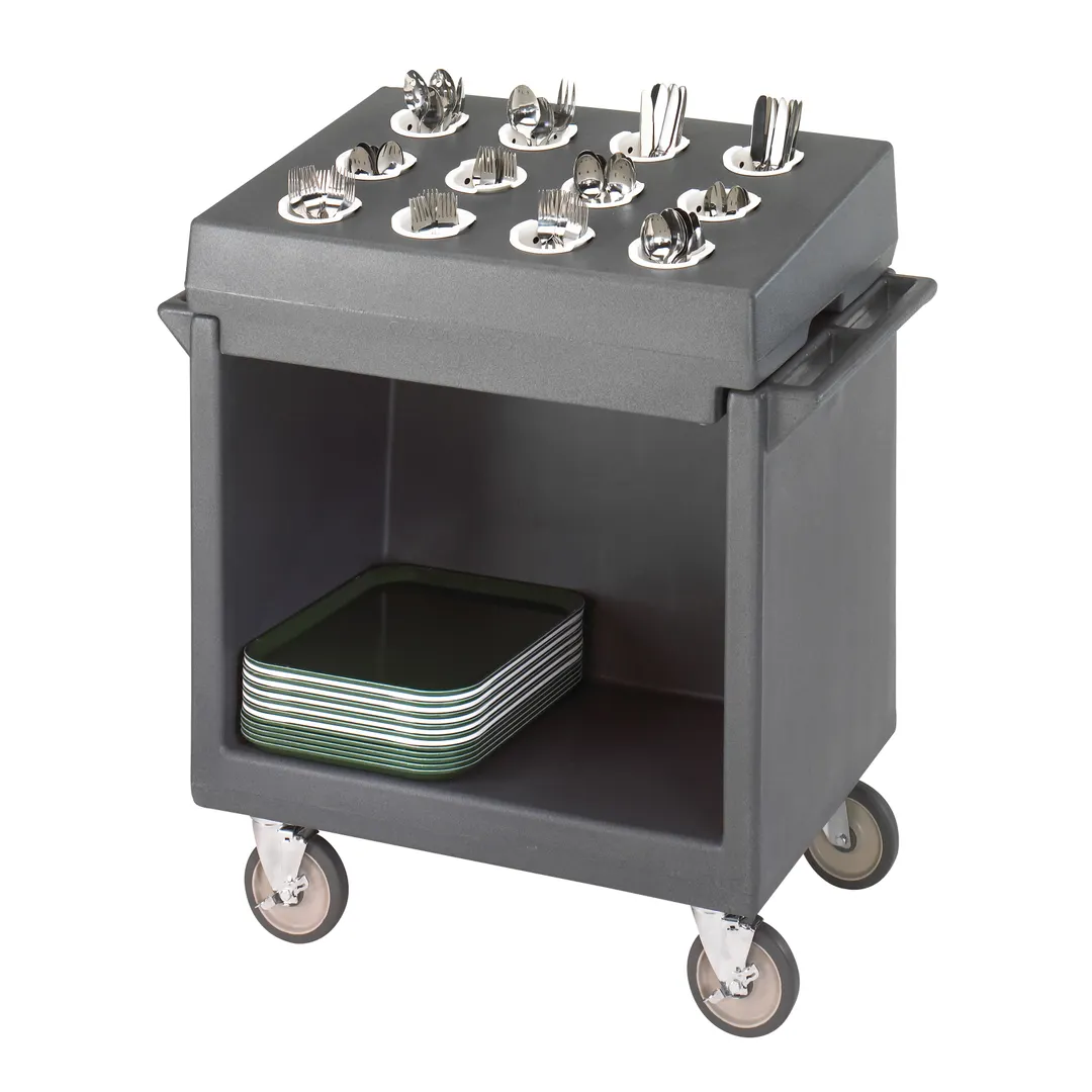 Cambro TDCR12191 Granite Gray Dish Cart & Cutlery Rack w/ Vinyl Cover, (12) Compartments