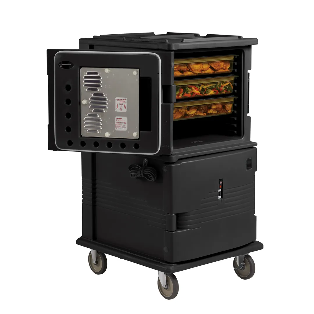 Cambro UPCHT1600HD110 "Full Height" 1-Section Heated Holding Cabinet, Dutch Door, 24 GN 1/1 Pans, Polyethylene, Black