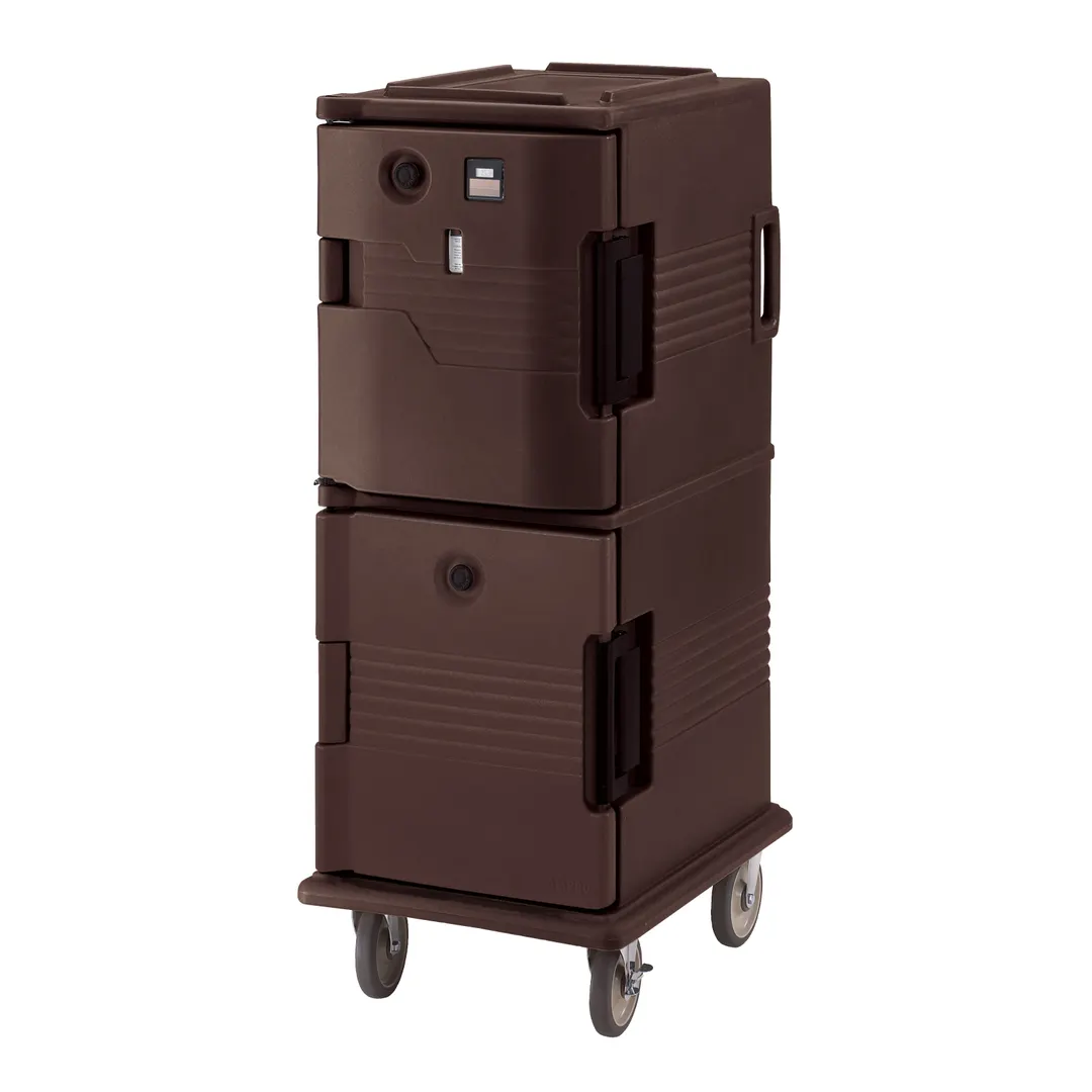 Cambro UPCHT800131 "Full Height" 1-Section Heated Holding Cabinet, Solid Door, 12x 1/1 Pans Capacity, Polyethylene, Dark Brown