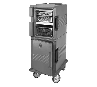 Cambro UPCHT800401 Ultra Camcart Heated Carrier, 1-Section, Dutch Door, 12-Pan Capacity, Polyethylene, Slate Blue, 54"H