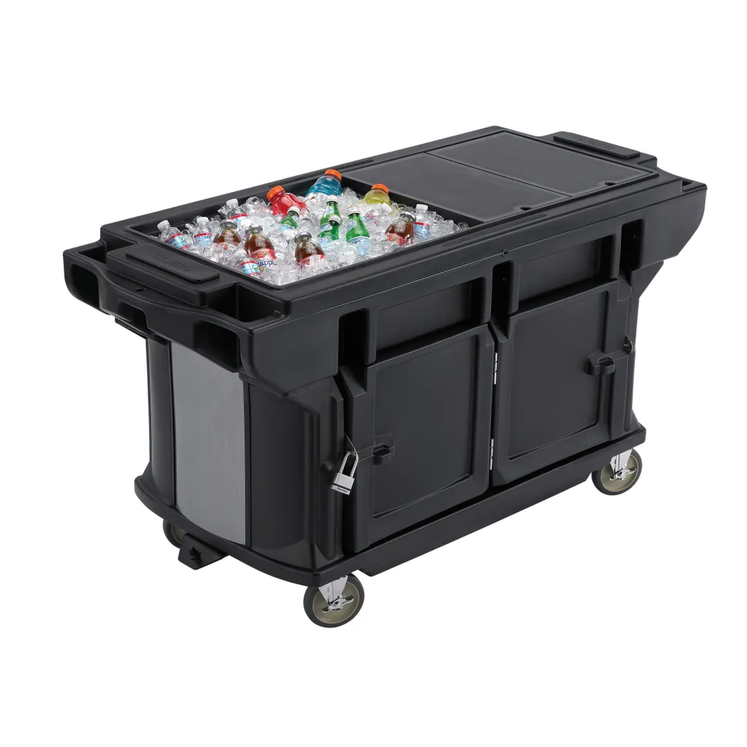 Cambro VBRUT5110 Versa Food Bar™ Work Table, Black, 5 ft. unit, (4) Pan