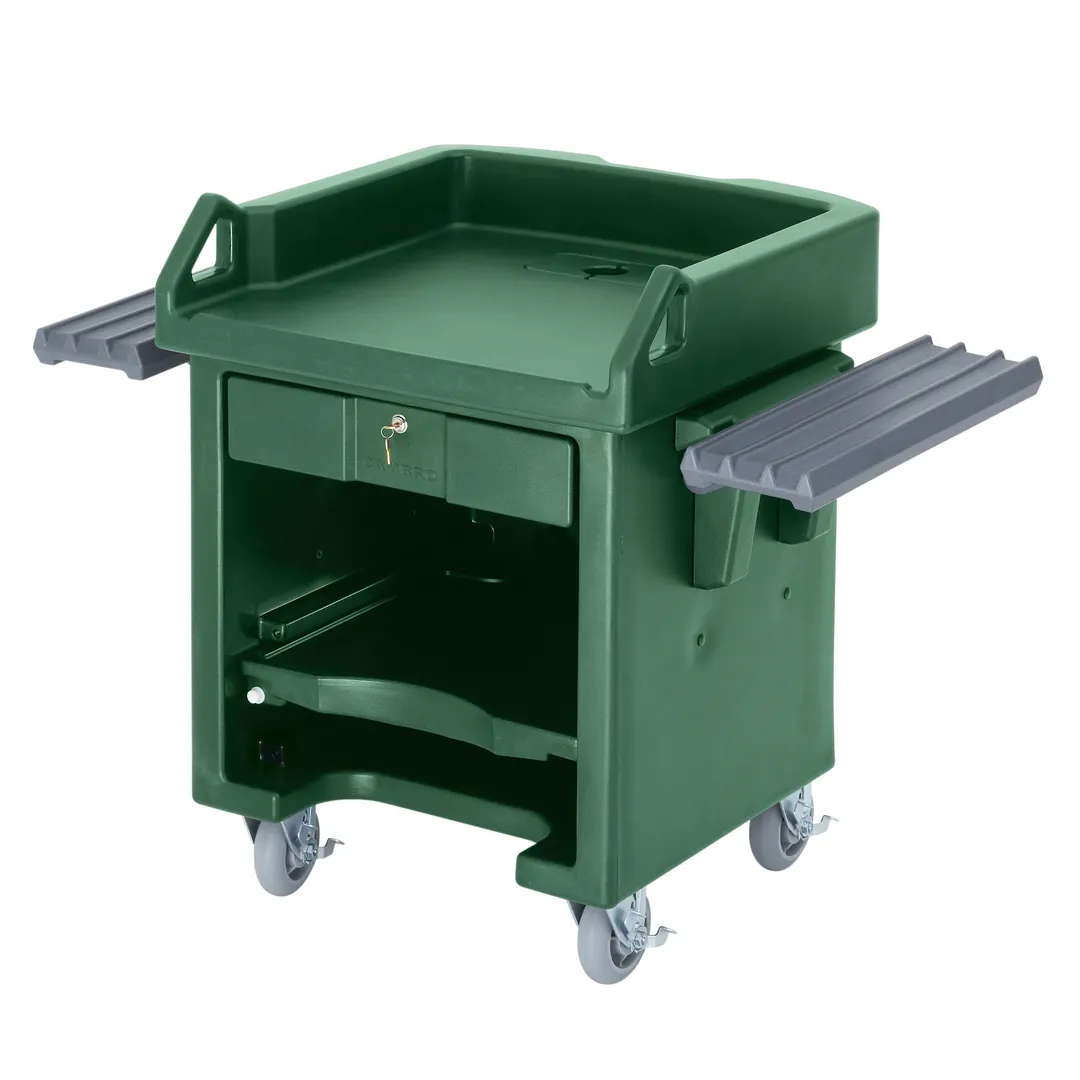 Cambro VCSWR519 Versa Cash Register Cart, 52-3/4L x 32W x 43H, Kentucky Green, Lockable Center Drawer, Adjustable Shelf, Polyethylene Construction