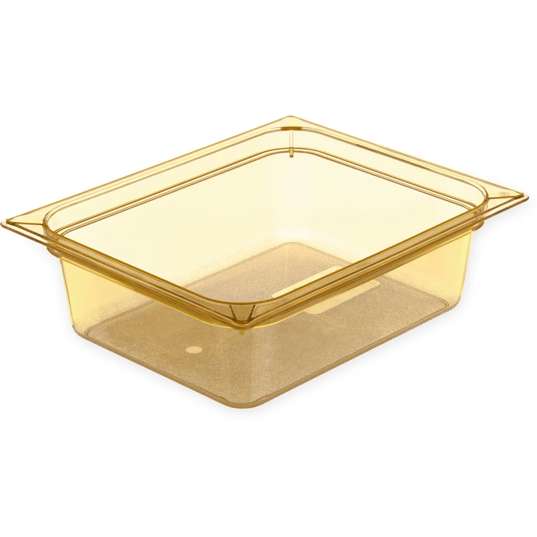 Carlisle 10421B13 StorPlus 5.5‑qt Hot Food Pan, 1/2 Size, Amber, PEF, Non‑Slip, Dishwasher Safe