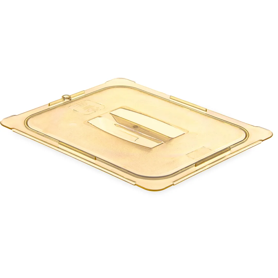 Carlisle 10430U13 StorPlus High Heat Handled Lid, 1/2 Size, Amber, Polyethersulfone, Dishwasher Safe