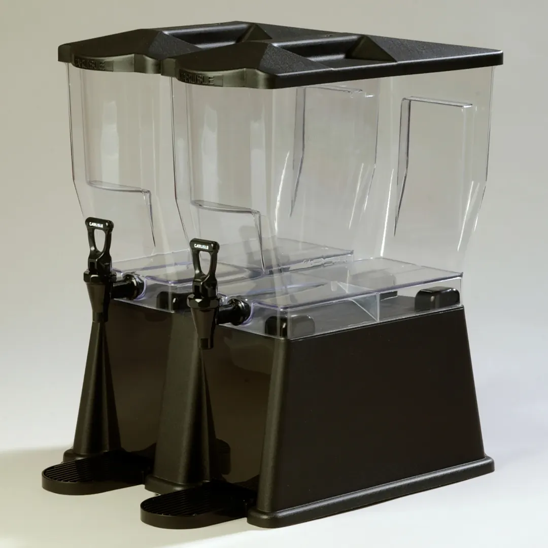 Carlisle 1085103 Trimline 6‑Gallon Beverage Server, 3‑Gallon Per Bowl, Black, Poly, No‑Drip Faucet