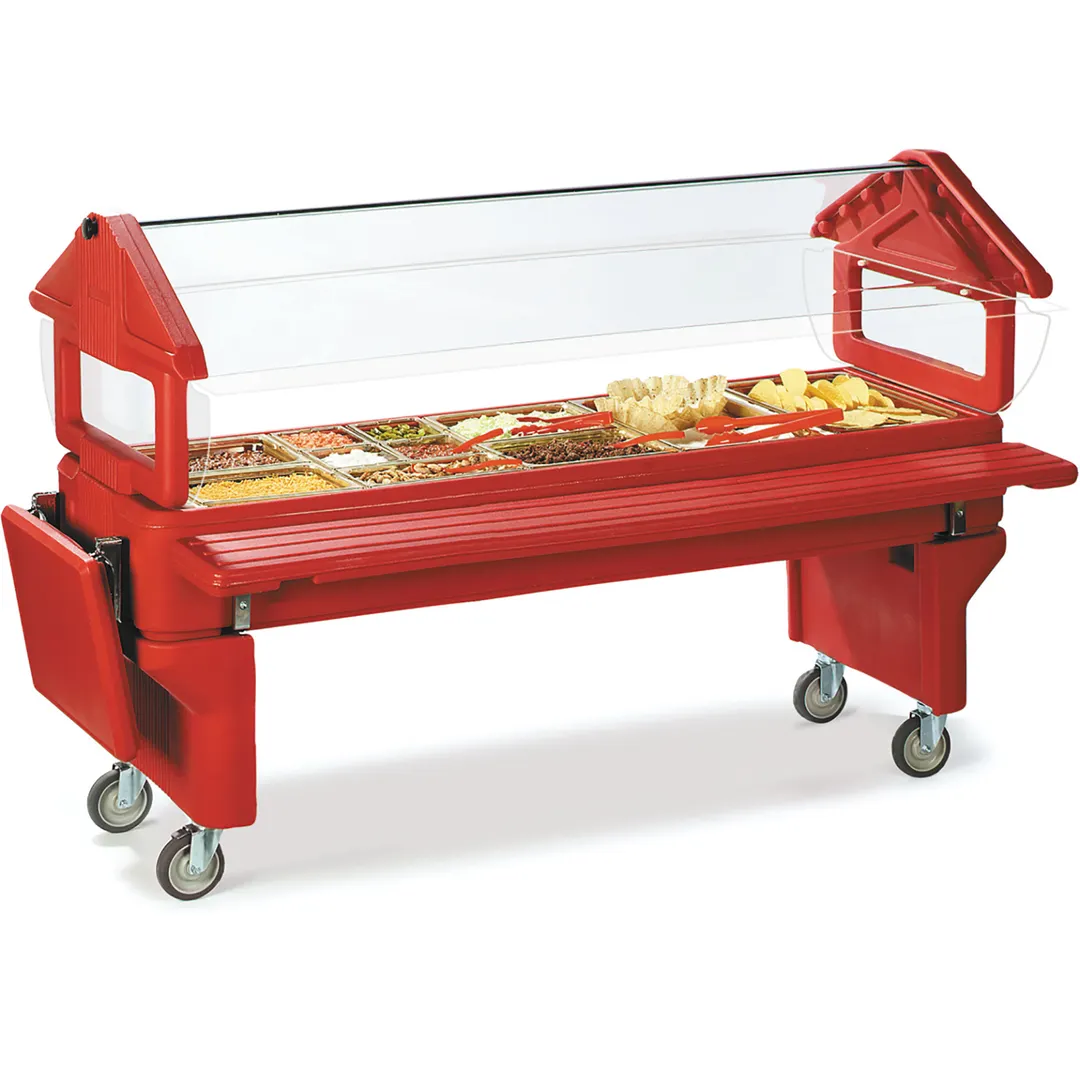 Carlisle 660808 72" "Sixstar" Open Base Youth Portable Food Bar, Forest Green, , 6 ft. Unit, (5) Pan