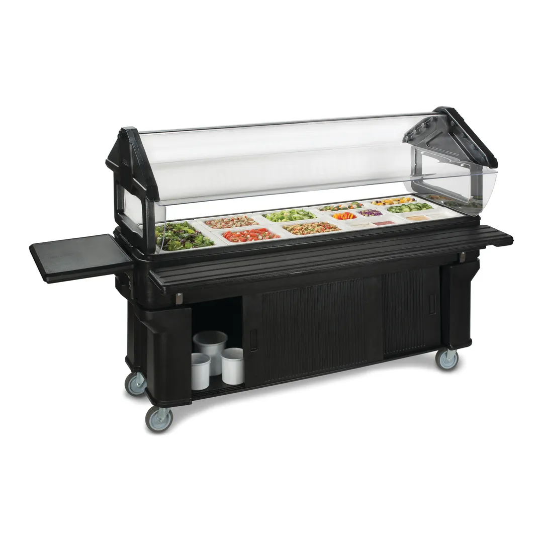 Carlisle 661103 72" "Six Star" Portable Food Bar with Storage Base, Black, 6 ft. Unit, (5) Pan