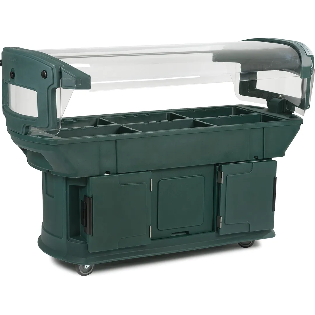 Carlisle 771108 93"  Maximizer Portable Food Bar, Forest Green, 6 ft. Unit, (6) Pan