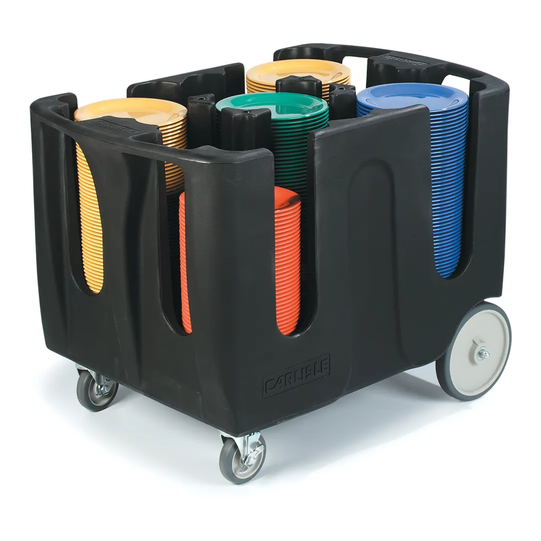 Carlisle ADD403 Poker Chip Adjustable Dish Dolly w/ 5 Stacks, Vinyl Cover
