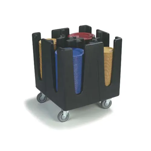 Carlisle ADS403 Optimizer Small Dish Dolly, 29x29, 200 Plates, Black Polyethylene, 4 Adjustable Dividers