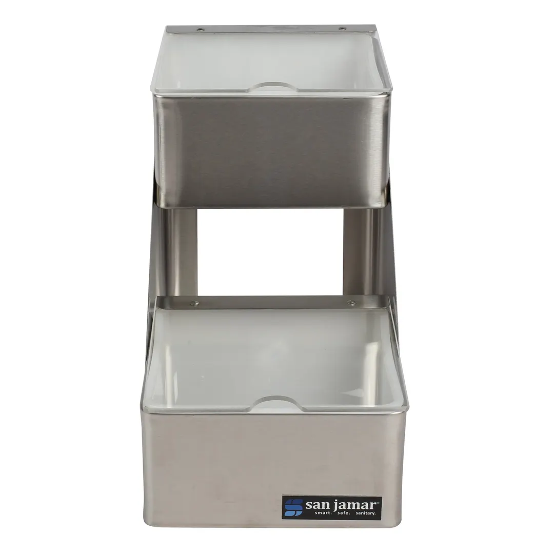 Carlisle B4702INL San Jamar Condiment Center, 6.125"W x 12"D x 8"H, 2‑Tier Steel with 1‑Quart Lids
