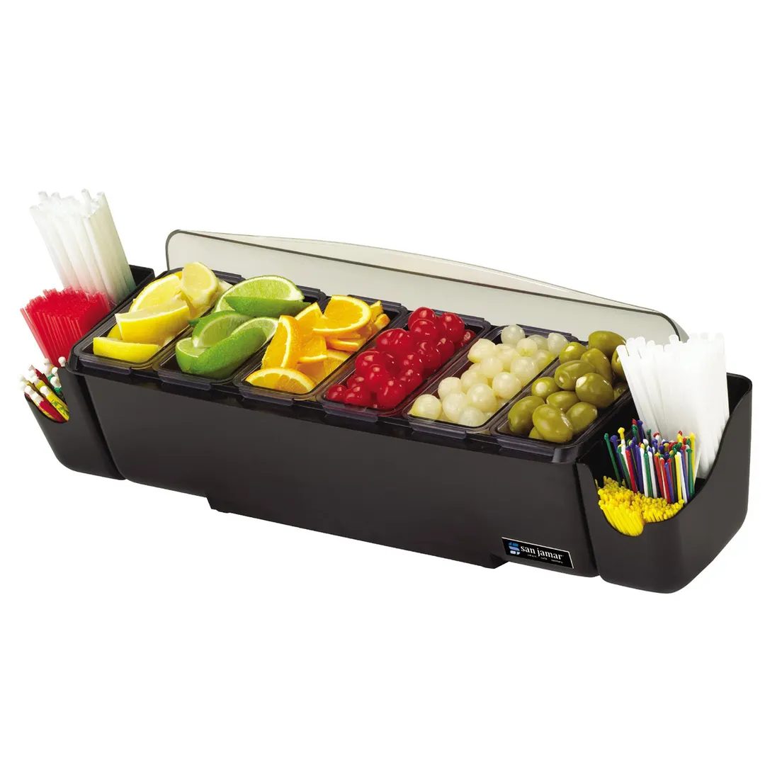 Carlisle BD4006S San Jamar Dome Center, 22"L x 7.5"W x 8.5"H, Black Polycarbonate, 8 Compartments