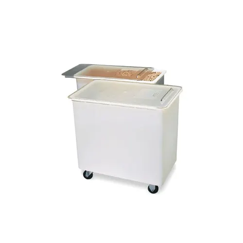 Carlisle BIN4402 Mobile Ingredient Bin, 44-Gallon White Polyethylene, Sliding Lid, Heavy-Duty Casters