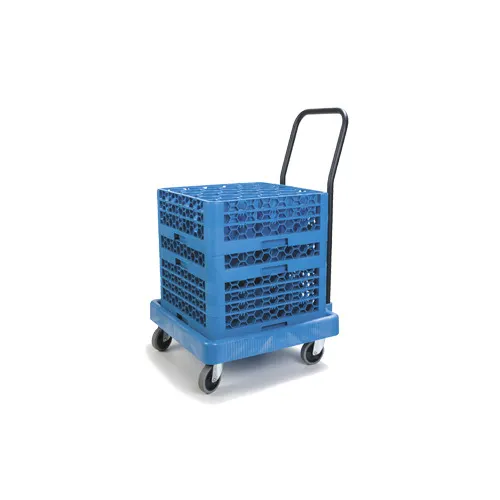 Carlisle C2236H14 Opticlean Glass Rack Dolly, 350 lb. Capacity, Polypropylene, Blue, Push Handle, 4 Casters