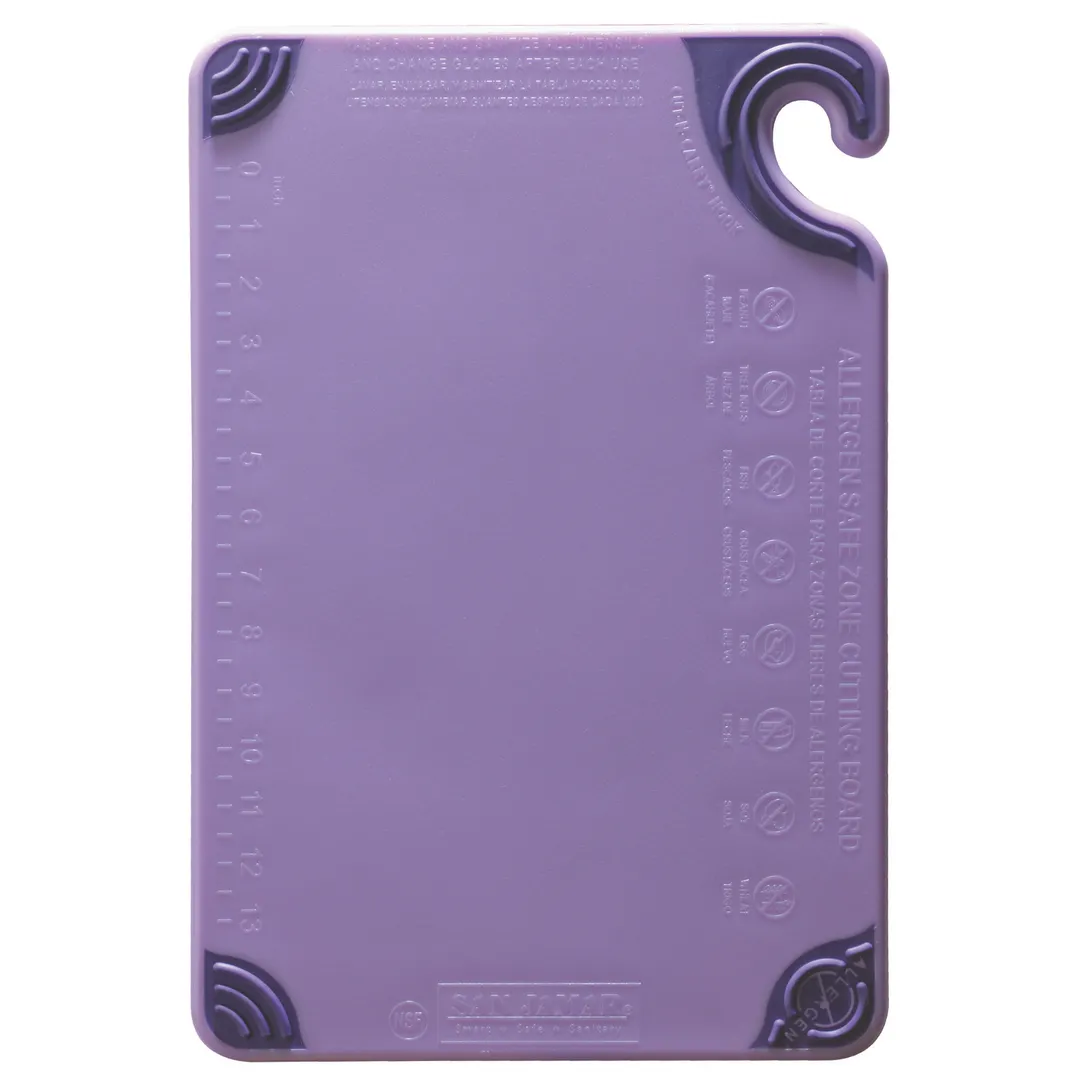 Carlisle CBG121812PR San Jamar Saf‑T‑Grip Cutting Board, 12" × 18" × ½", Purple, Anti‑Slip, NSF