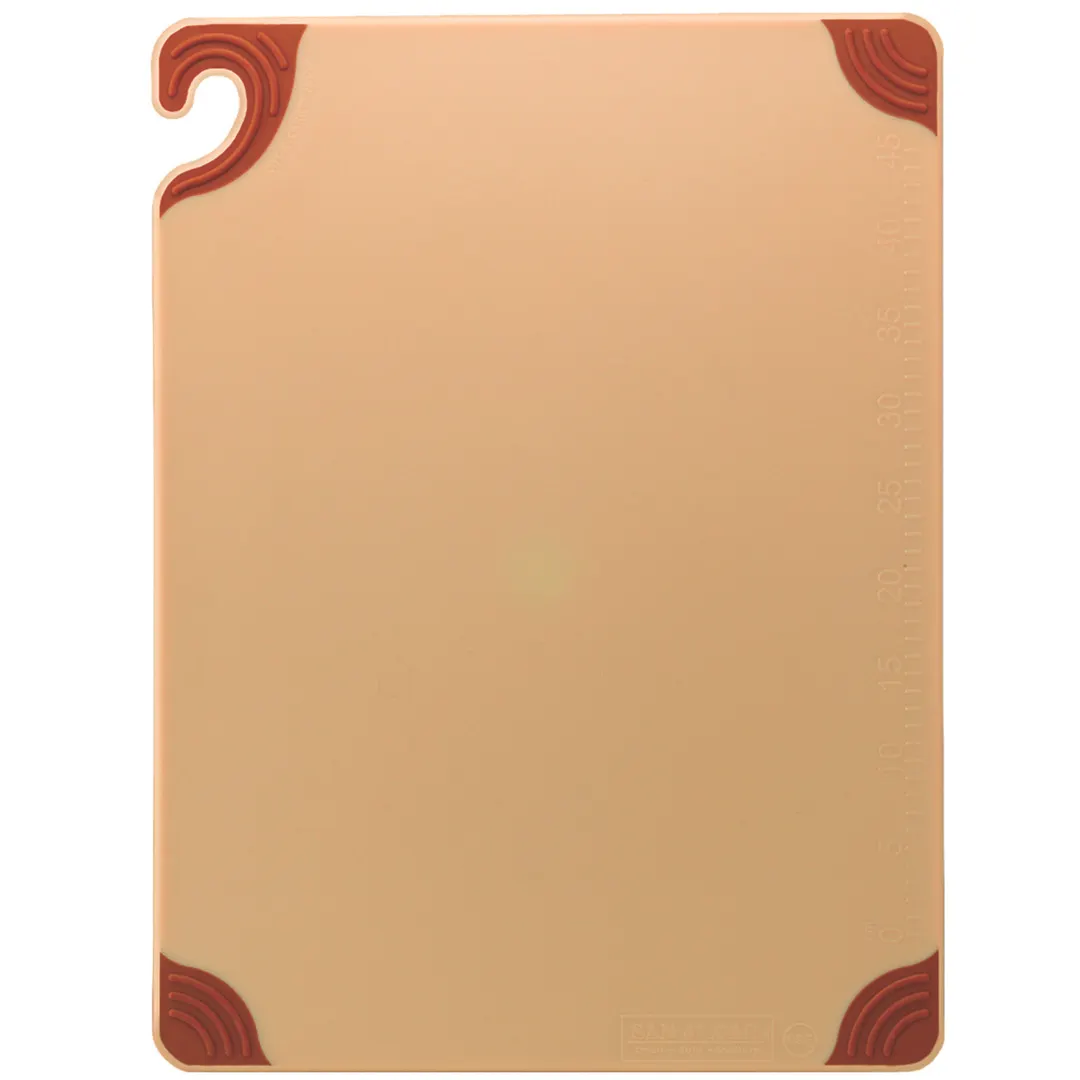 Carlisle CBG152012BR Saf‑T‑Grip Cutting Board, 15" x 20" x 1/2" Brown Anti‑Slip Food‑Safety Hook NSF