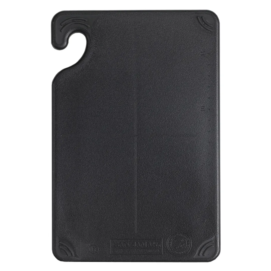 Carlisle CBG6938BK San Jamar Saf-T-Grip Bar Cutting Board, 6" x 9" x 3/8", Black Co-Polymer, NSF