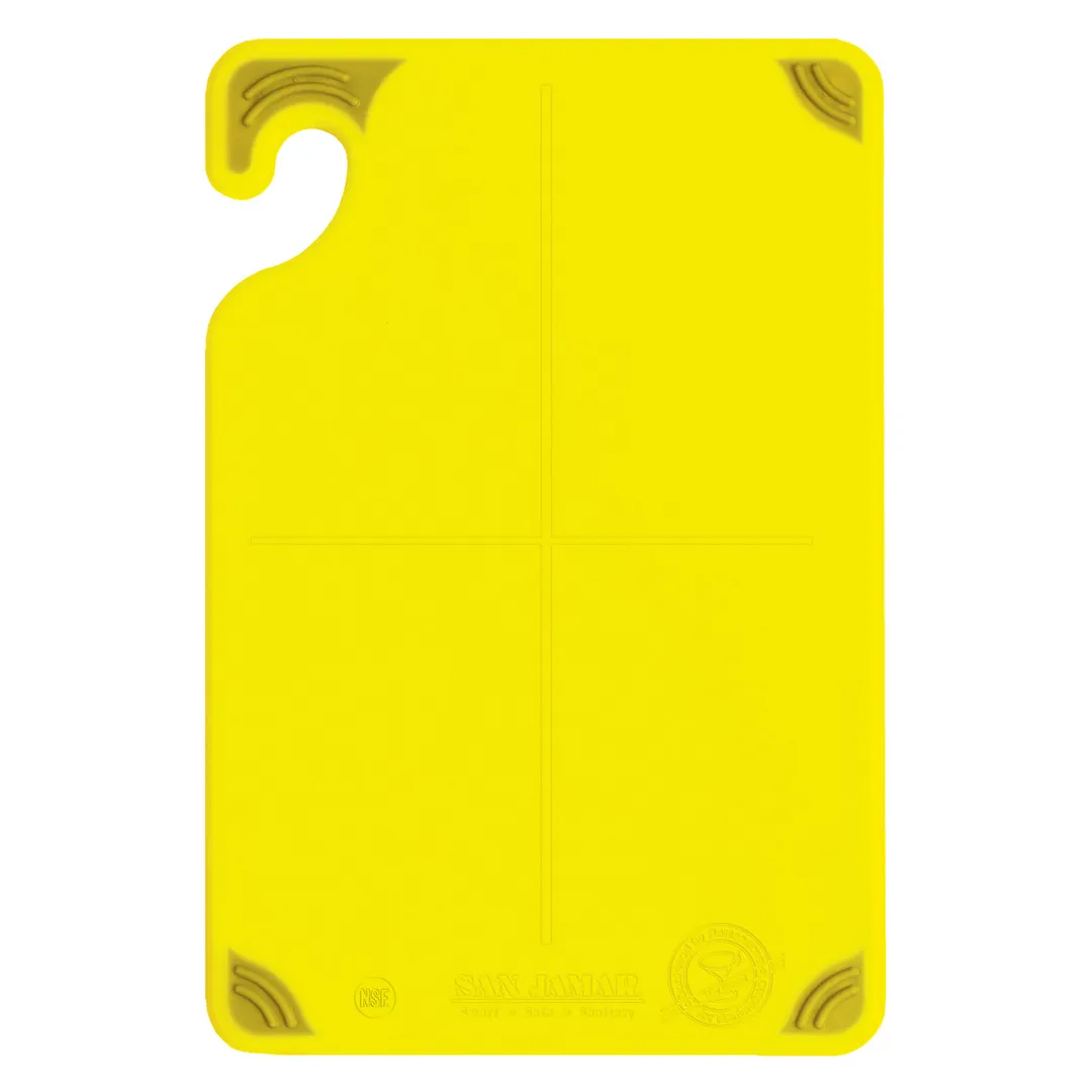 Carlisle CBG6938YL Saf‑T Cutting Board, 6" x 9" x 3/8", Yellow, Food‑Safety Hook, NSF