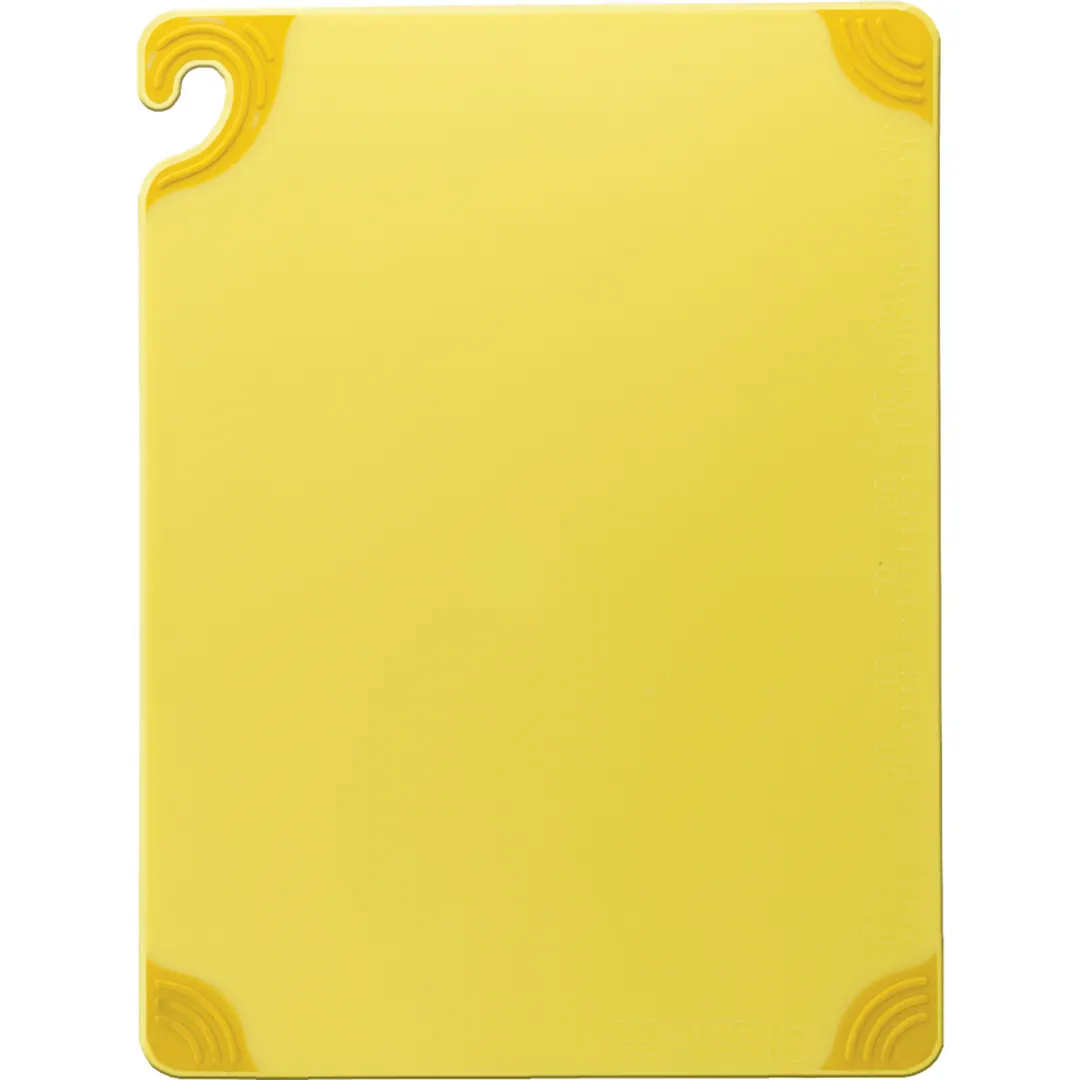 Carlisle CBG912YL San Jamar Saf‑T‑Grip Cutting Board, 9" × 12" × 3/8", Yellow, Food‑Safety Hook, NSF