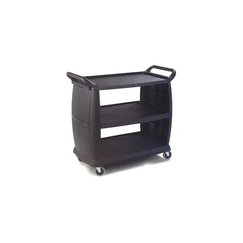 Carlisle CC224303 3-Shelf Black Utility / Bus Cart w/ 300 lb. Capacity - 42"L x 23"W