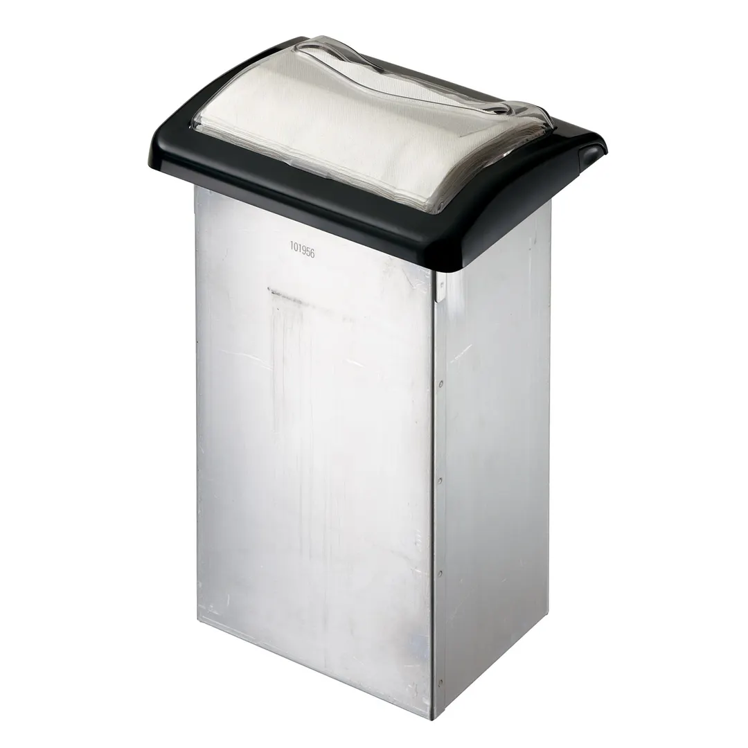Carlisle H2005CLBK Napkin Dispenser, 7-1/5" x 8-4/5" x 20", 750+ Napkins, Steel Box, ABS Faceplate