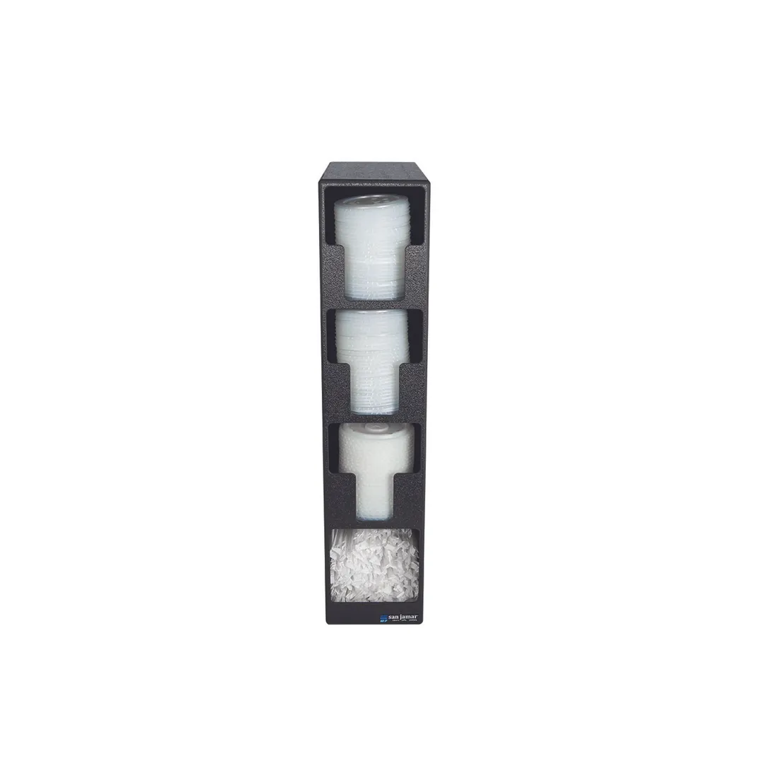 Carlisle L2203 Lid/Straw Tower, 5-1/2"L x13"W x24-1/2"H, Black PS, 3 Lid & 1 Straw Compartments