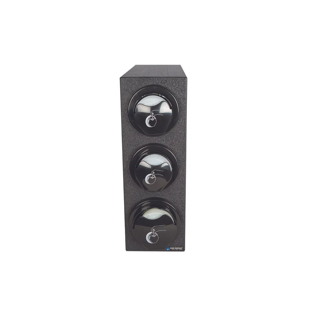 Carlisle L2913BK EZ‑Fit Lid Dispenser, 7‑3/4" L x 25" W x 22‑3/8" H, Black PS, 3‑Comp, NSF‑Listed