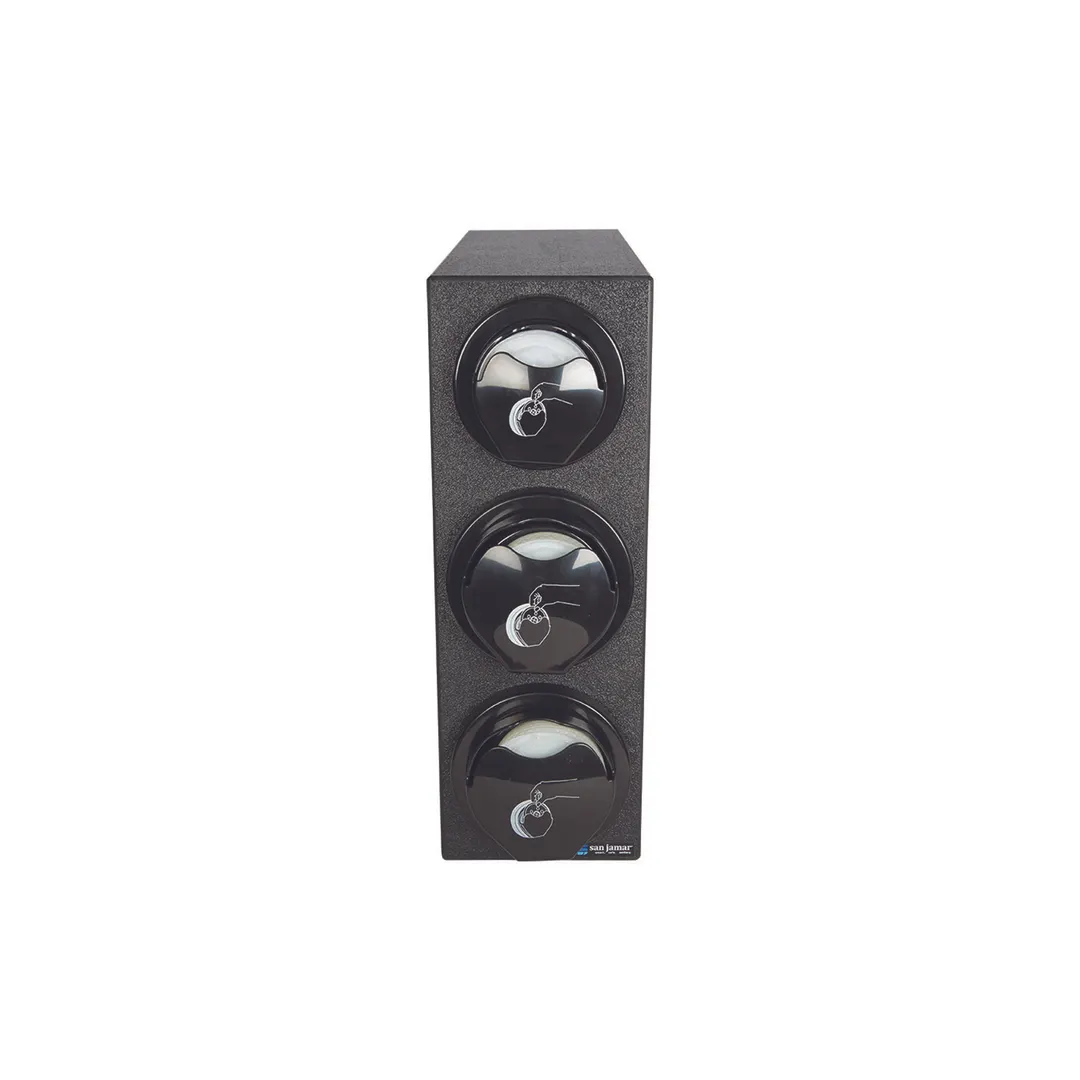 Carlisle L2923BK Lid Dispenser, 7‑3/4" L x 25" W x 22‑3/8" H, Black Polystyrene Box, 1 Compartment