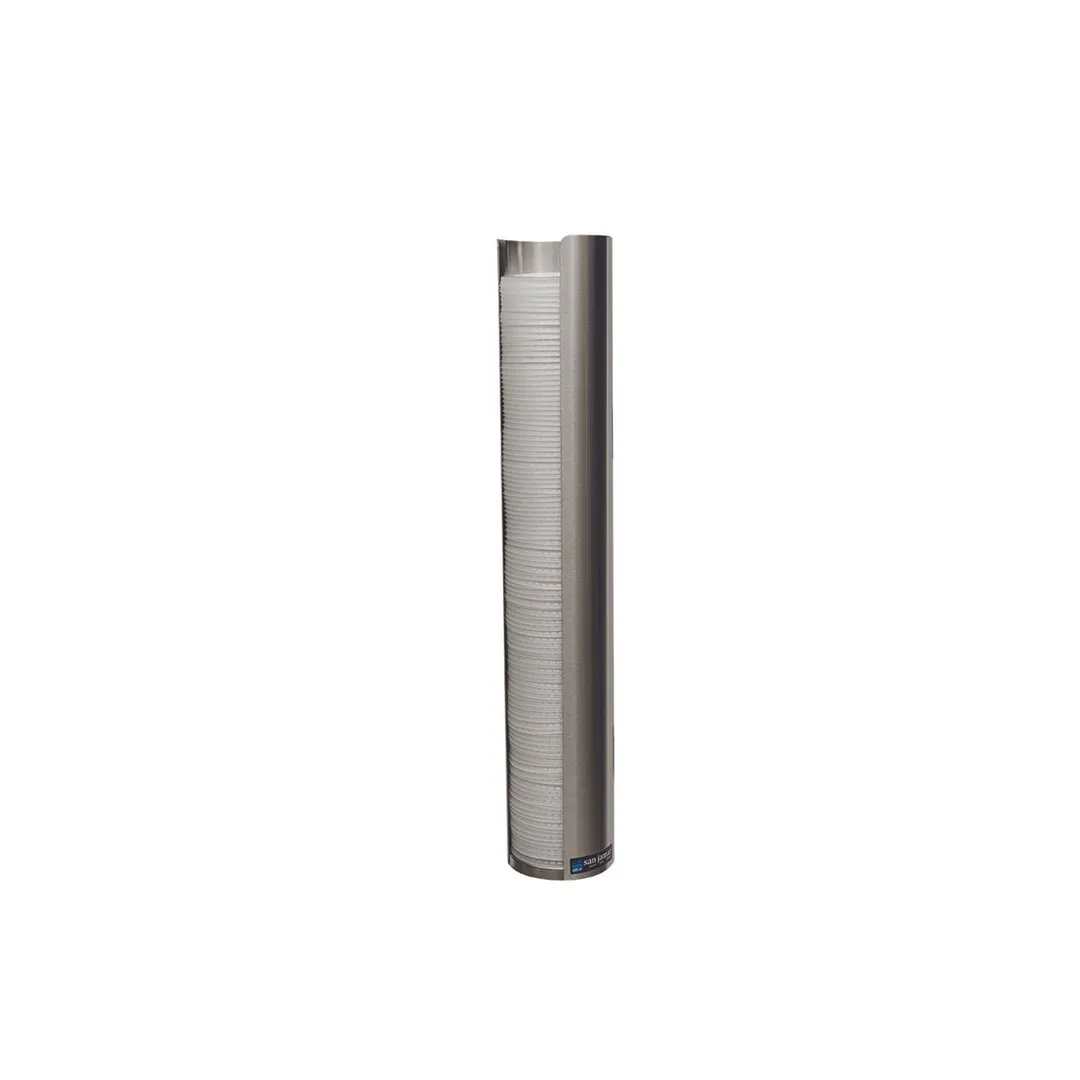 Carlisle L3400 San Jamar Lid Dispenser, 1 Sleeve, 12-24 oz, 23" Tube, 4" Lid, 304 Stainless