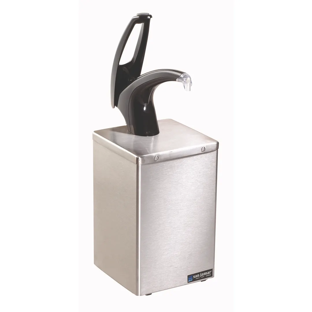 Carlisle P4800BK Countertop Condiment Pump, 7" x 7" x 20-1/4", Black Steel, Gallon Jar & #10 Can
