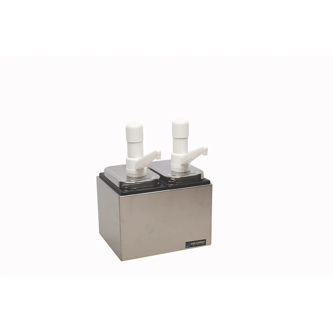 Carlisle P9712 - Pump Center, 10-1/8"W x 7-7/8"D x 12-1/2"H, 2 x 2.5Qt Black 304 SS Pumps, 2 Heads