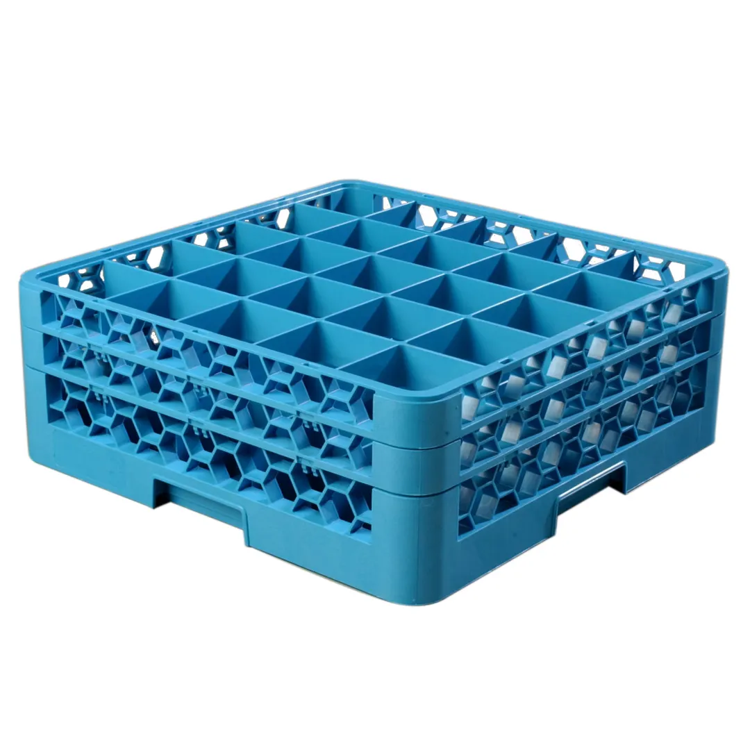 Carlisle RG25-214 OptiClean Dishwasher Glass Rack, 25 Compartments, Blue, Polypropylene, 3-1/4" Diameter, 6-3/4" Height