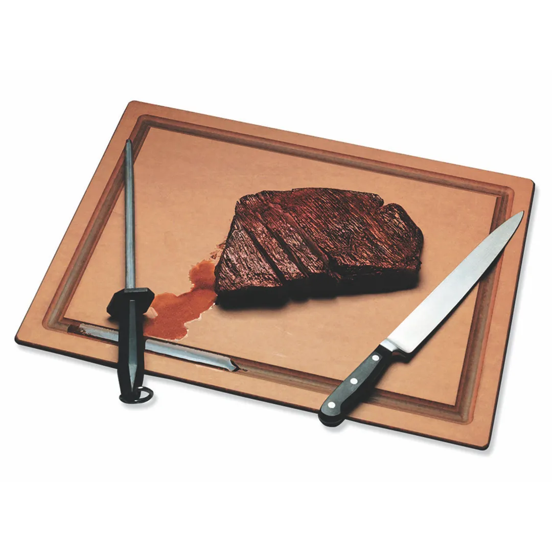 Carlisle TC182412GV Tuff-Cut Cutting Board, 18" x 24" x 1/2", Brown/Tan, Grooved, NSF