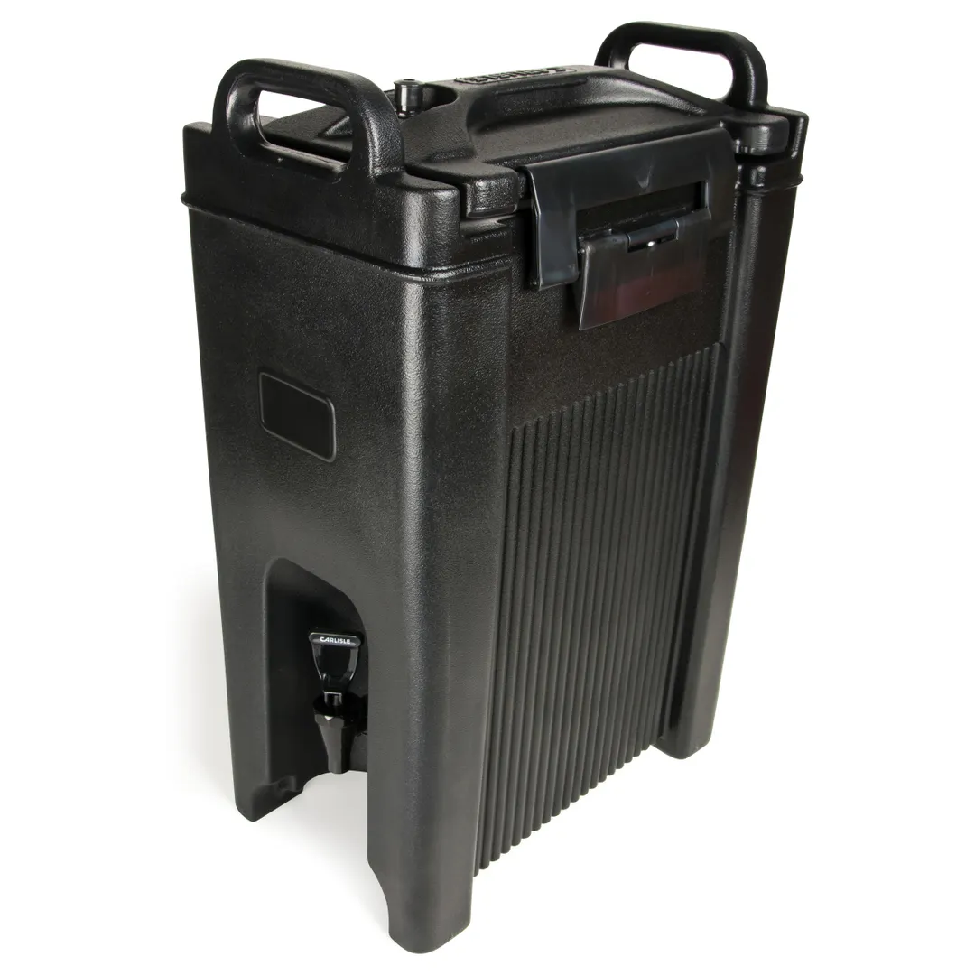 Carlisle XT500003 Cateraide 5‑Gallon Insulated Beverage Server, Black Polyethylene, Sure‑Latch, NSF