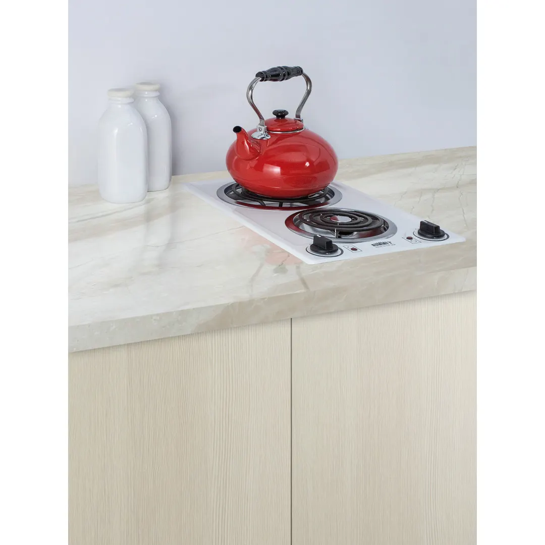 Summit CCE211WH 12" Electric Radiant Cooktop w/ (2) Spiral Burners, Manual Controls, White Porcelain, 1.5 kW, 115v