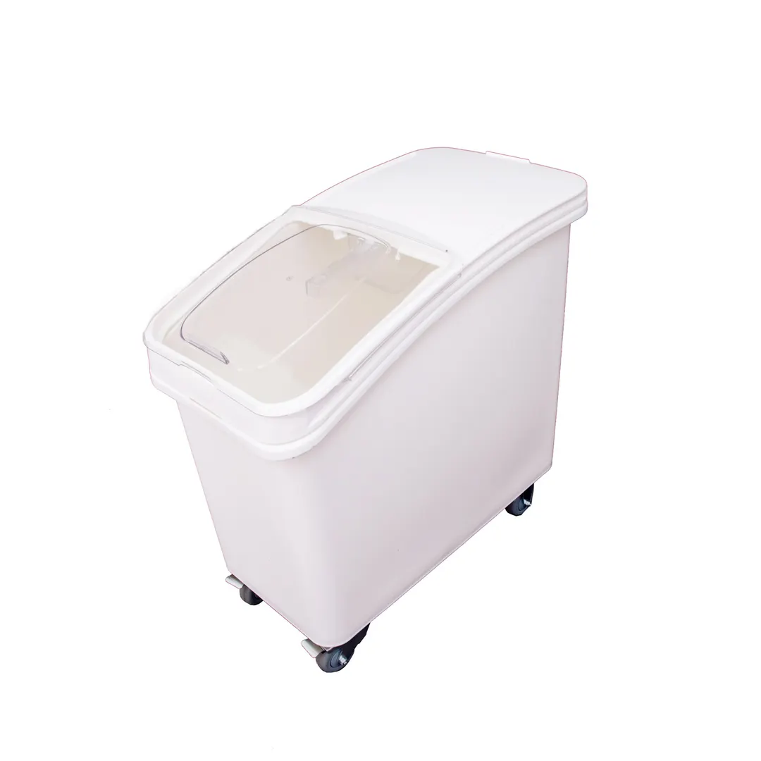 CAC China IBIN-27 27 Gal. Ingredient Bin Plastic Sliding Lid 4 3" Casters 2 Brakes NSF - 1/Set