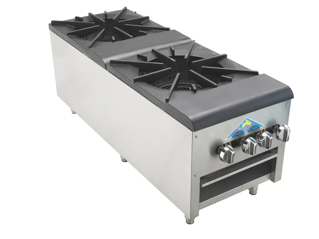 Comstock-Castle CCSP2-160K 18" Gas Stock Pot Range w/ (2) Three Ring Burners, Low Height, Front to Back Design, Manual Control, 220.000 BTU