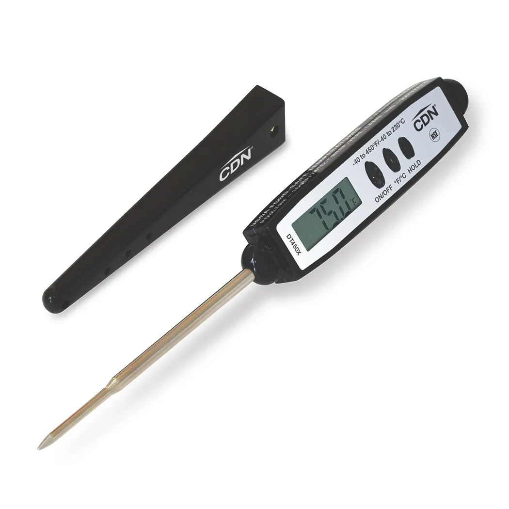 CDN DT450X Thermometer, -40 to +450°F, 6-8 sec, 2.5 mm Tip, 2-3/4" Stem, Black ABS BioCote
