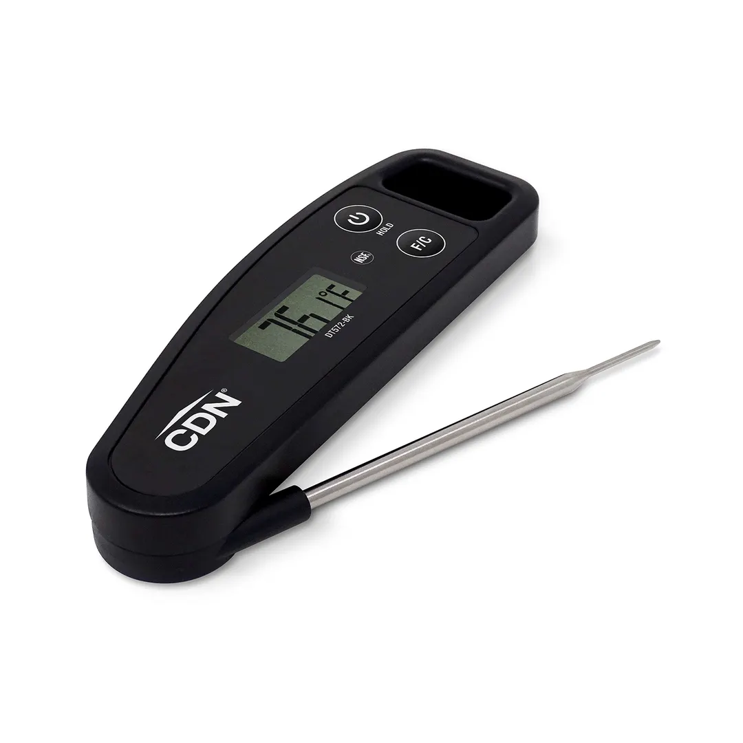 CDN DT572-BK Thermometer, -58 to +572°F, 4‑Sec Response, 1.7 mm Tip, 3‑3/8" Stem, Black ABS, NSF