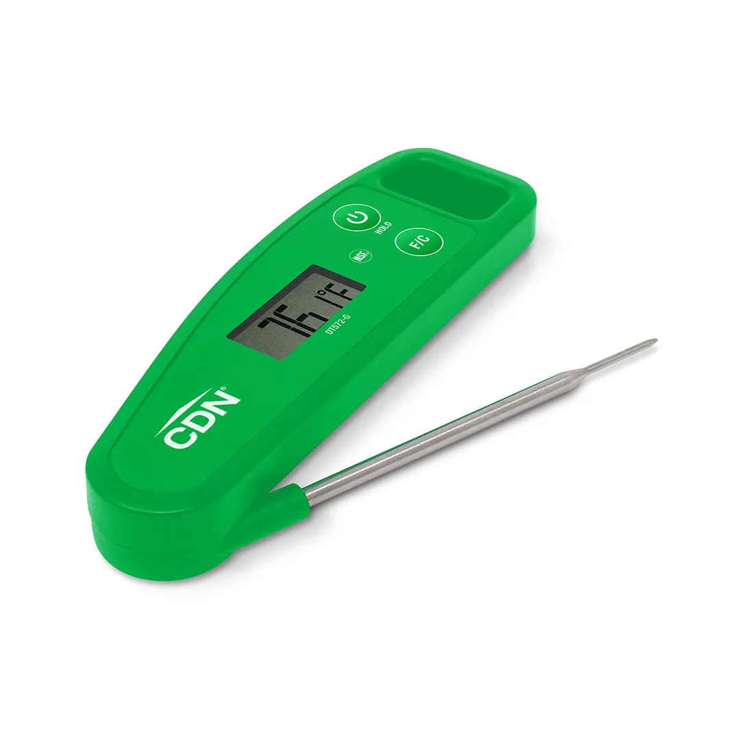 CDN DT572-G Digital Folding Thermometer -58°F to +572°F, 4‑Sec, 1.7mm Tip, 3‑3/8" Stem, Green, NSF
