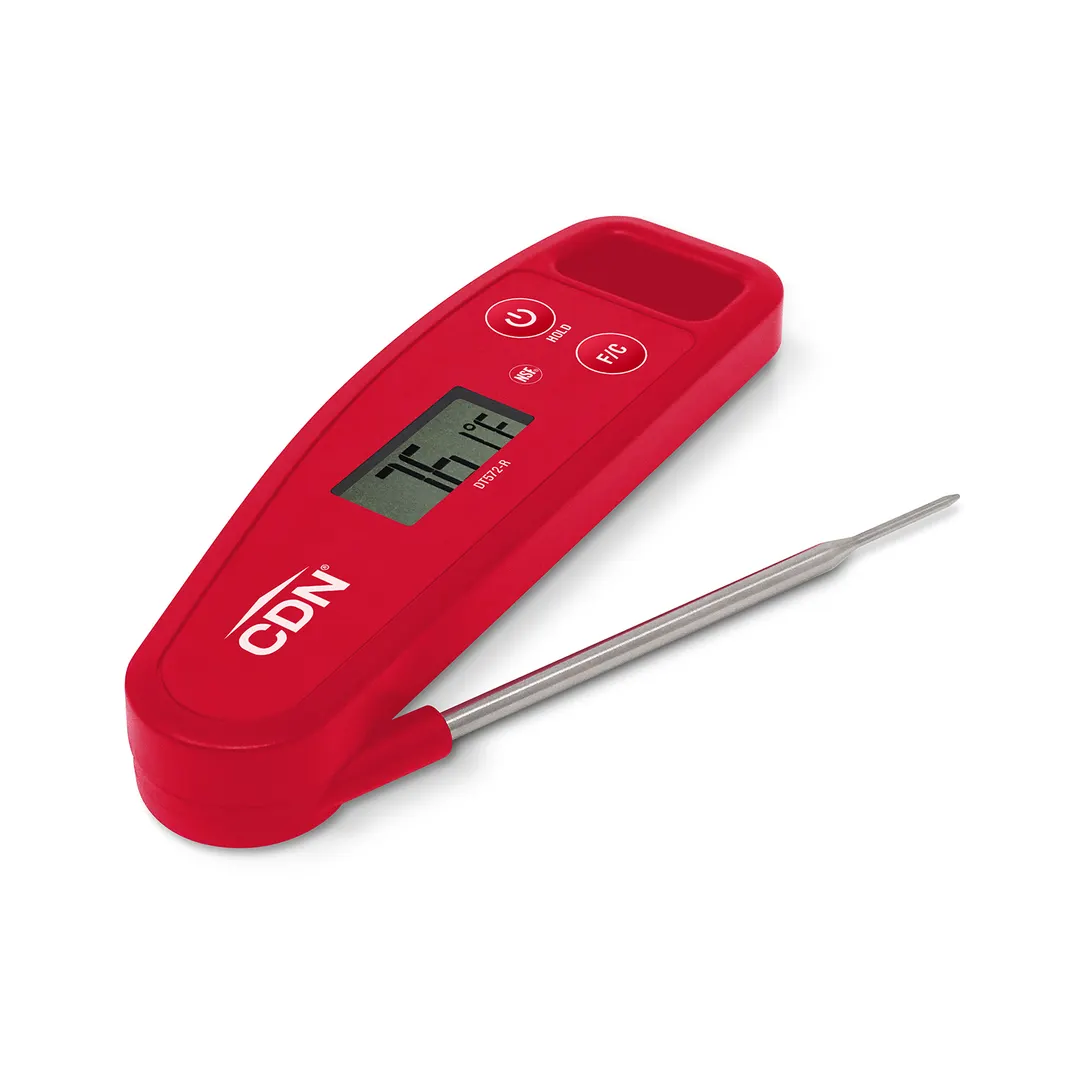CDN DT572-R Digital Thermometer, -58 to +572°F, Fast Response, 3‑3/8" Stem, Red ABS, Steel, NSF