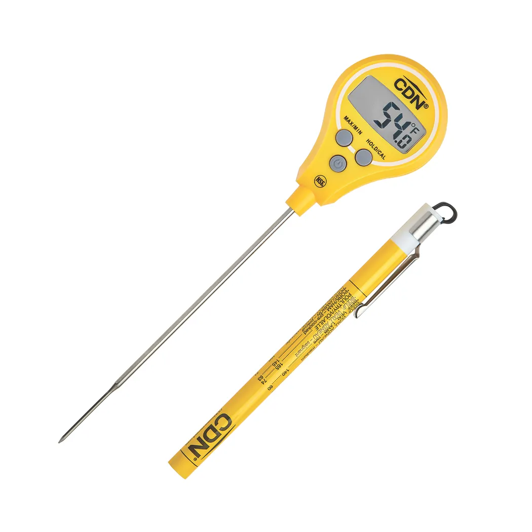 CDN DTL572-Y Lollipop Thermometer, -40 To +572°F, 1.08"W x 0.52"H, Yellow, Steel, IPX7, Pocket Clip