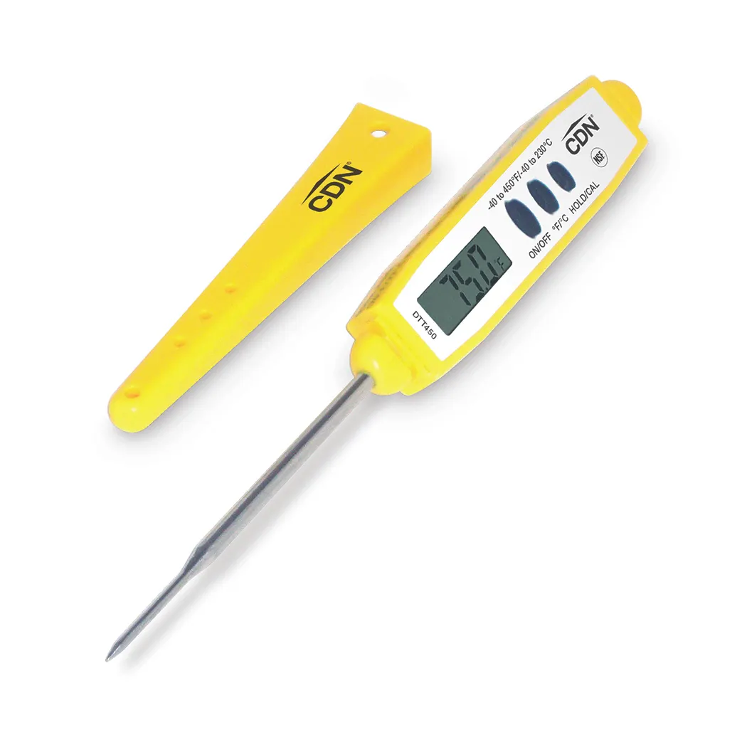 CDN DTT450 Pocket Thermometer, -40 to +450°F, 6‑sec Response, Waterproof, 2.75" Stem, 1.5mm Tip