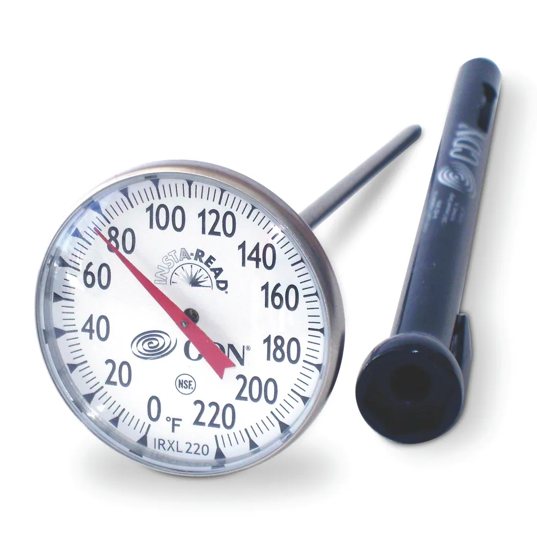 CDN IRXL220 Large Dial Cooking Thermometer, 0‑220°F, 1‑3/4" Dial, 5" Stem, Waterproof, Shatterproof, NSF Certified