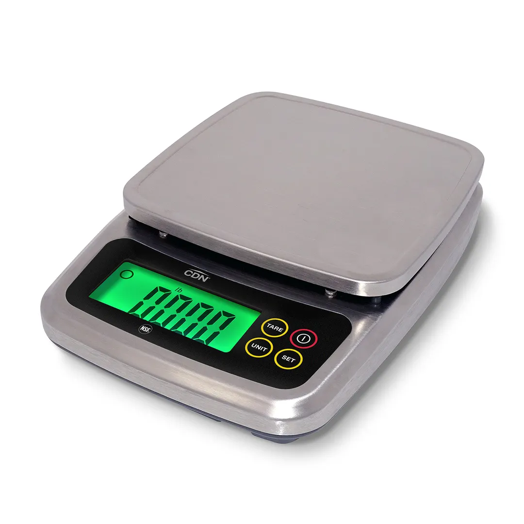 CDN SD1120 Submersible Portion Scale, 11 lb Capacity, Stainless Steel Platform, IP67, Auto-Off, 100-240V