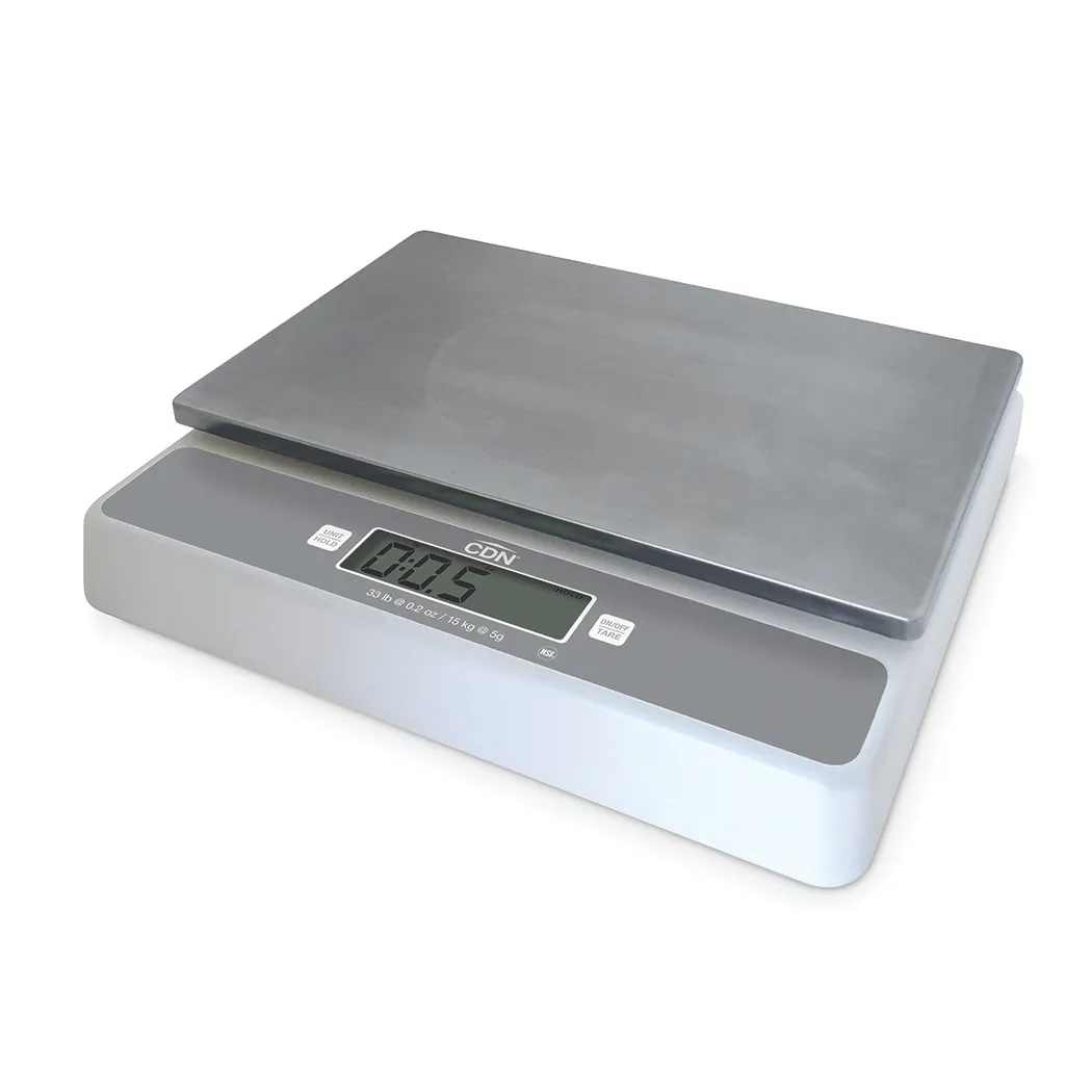 CDN SD3302 Portion Control Scale, 11-3/5"W x 9-3/4"D x 2-1/2"H, 33lb/0.2oz, Stainless Platform, Housing