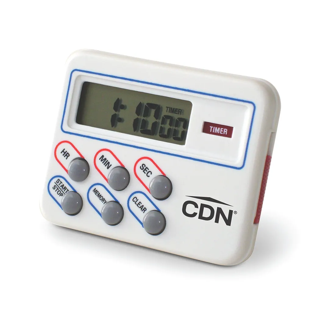 CDN Measurement Tools TM8 Digital Timer & Clock, 100‑Hour, 1‑3/8"W x 1/2"H Display, Food‑Safe ABS